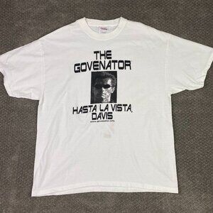 Vintage Arnold Schwarzenegger The Govenator T Shirt Hasta La Vista Davis Mens XL